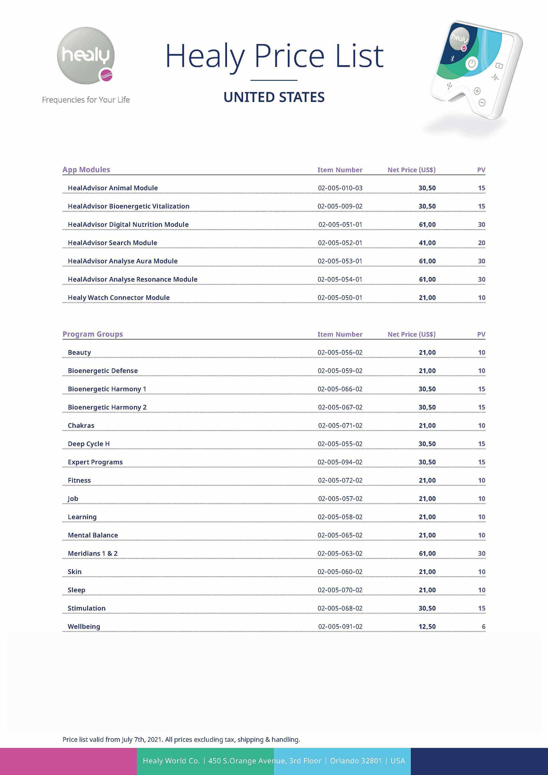 shop, healy, device, apps, buy, price, list, purchase, order, professional, Healy Professional, Resonance, Professional, healy price list page two july 2021